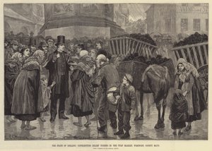 El Estado de Irlanda, distribuyendo Boletos de Ayuda en el Mercado de Césped, Westport, Condado de Mayo